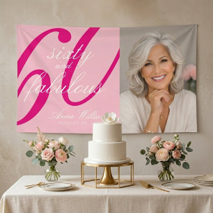 Sechzig und Fantastisch Rosa Foto 60. Geburtstagsf Banner