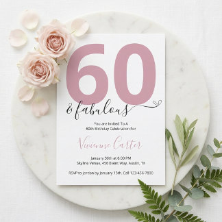 Sechzig und Fantastisch Skript Rosa 60. Geburtstag Einladung