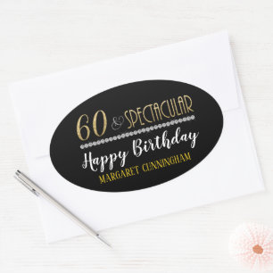 Sechzig und spektakuläre Gold Silber Diamanten Geb Ovaler Aufkleber