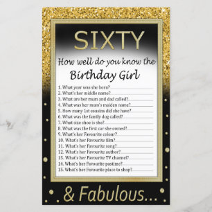 Sechzig Wie gut kennst du das Geburtstagsmädchen