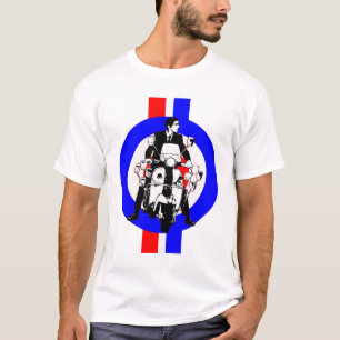 Sechziger-Roller-Reiter auf Ziel und Streifen T-Shirt