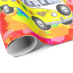 Sechzigerjahre Siebzigerjahre Retro Hippy Geschenkpapier
