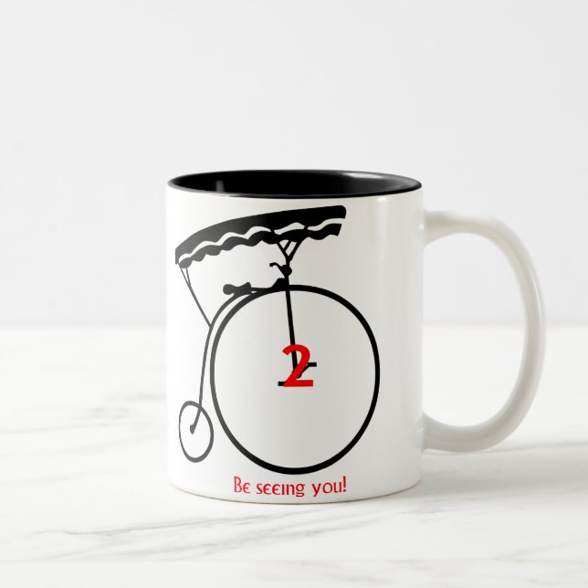 Sechzigerjahre sieht der Gefangene Nr. 2" Sie!" Zweifarbige Tasse (Rechts)