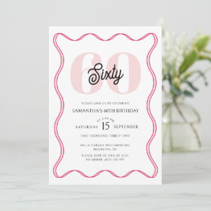 Sechzigste Retro Wavy Borders 60. Geburtstag Einladung