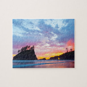 Second Beach bei Sonnenuntergang, Washington Puzzle