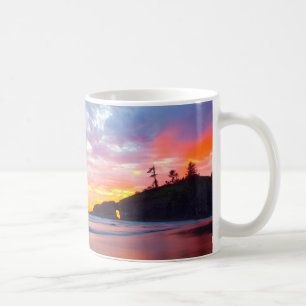 Second Beach bei Sonnenuntergang, Washington Tasse