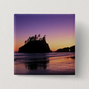 Second Beach in der Dämmerung, Olympic NP, WA, USA Button