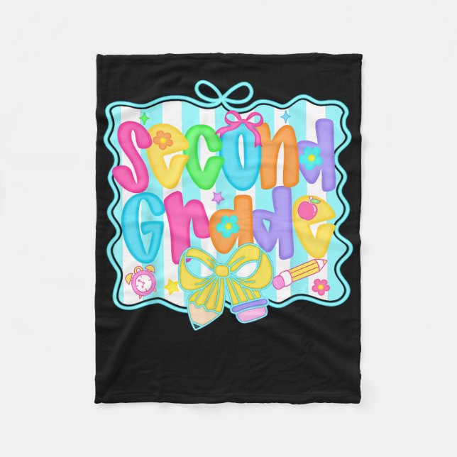 Second Grade Back To School 2nd Grade Coquette Tea Fleecedecke (Vorderseite)