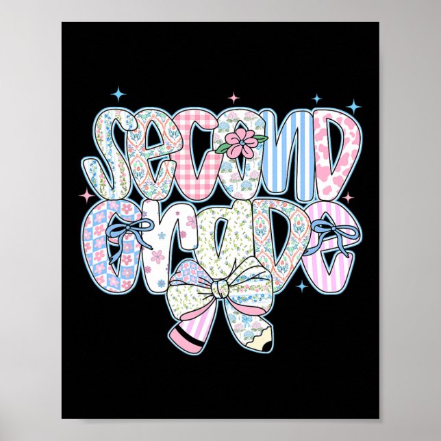 Second Grade Back To School Coquette Preppy Pencil Poster (Vorne)