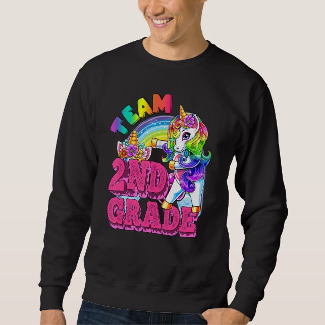 Second Grade Dabbing Unicorn Teacher Team 2nd Grad Sweatshirt (Vorderseite)