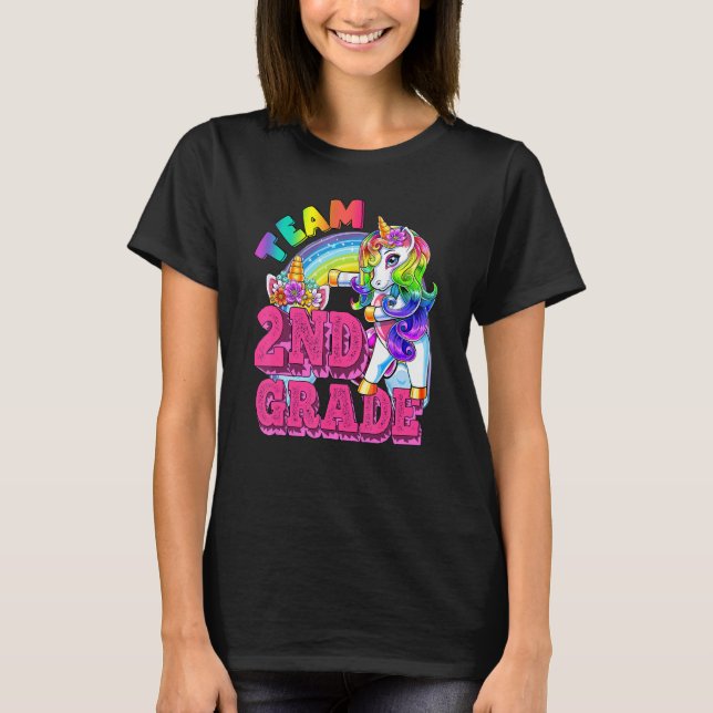 Second Grade Dabbing Unicorn Teacher Team 2nd Grad T-Shirt (Vorderseite)