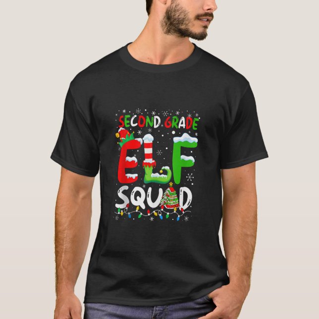 Second Grade ELF Squad Funny Christmas ELF Student T-Shirt (Vorderseite)