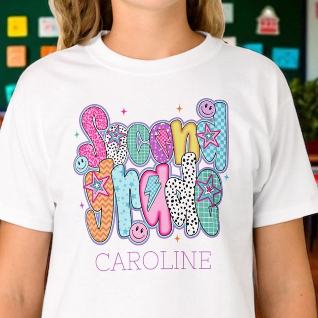 Second Grade First Day of School Coquette Custom T-Shirt (Von Creator hochgeladen)