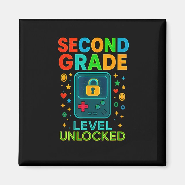Second Grade Level Unlocked Gamer Ck To School Con Magnet (Vorne)
