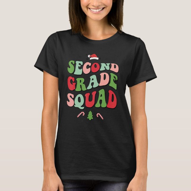 Second Grade Squad Xmas Groovy Family Christmas Pa T-Shirt (Vorderseite)