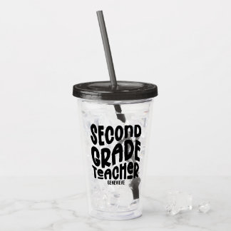Second Grade Teacher Black Typography Design Acryltrinkbecher