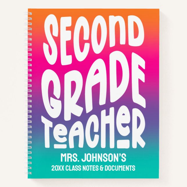 Second Grade Teacher Colorful Ombre Notizbuch (Vorderseite)