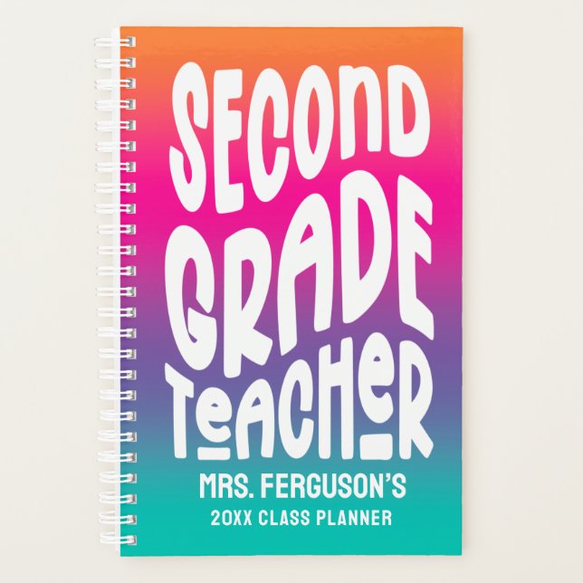 Second Grade Teacher Colorful Ombre  Planer (Vorderseite)