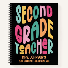 Second Grade Teacher Colorful Typography Notizbuch