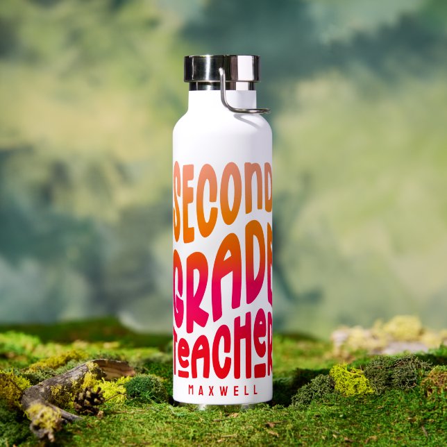 Second Grade Teacher Orange Red Ombre Trinkflasche (Außenbereich (gedreht))