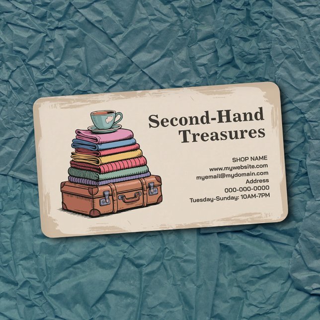 Second-Hand-Laden - Vintage-Stil Visitenkarte (Thrift Store - Vintage-Style Business Card)
