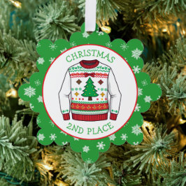 Second Place Ugly Sweater Winner Christmas Ornament Karte