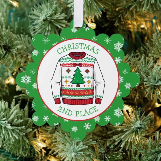 Second Place Ugly Sweater Winner Christmas Ornament Karte (Insitu (Baum))