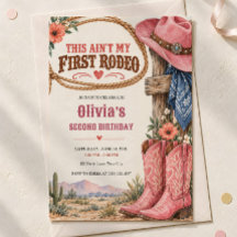 Second Rodeo 2. Geburtstagseinladung, rosa Cowgirl