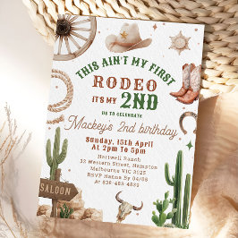 Second Rodeo Cowboy Wild West Birthday Invitation  Einladung