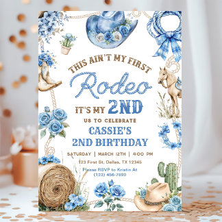 Second Rodeo Cowboy Wild West Birthday Party Einladung