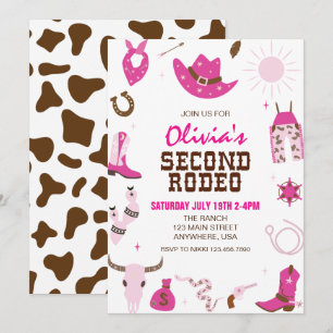 Second Rodeo Hot Pink Western 2. Geburtstag Einladung