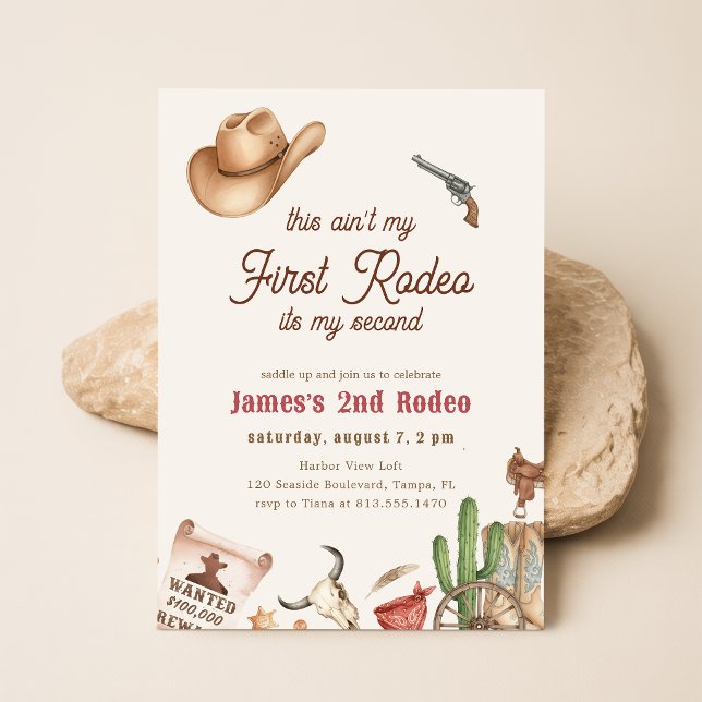 Second Rodeo Vintage Rustikal Cowboy 2. Geburtstag Einladung (Von Creator hochgeladen)
