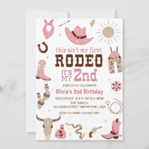 Second Rodeo Western Cowgirl 2. Geburtstag Einladung