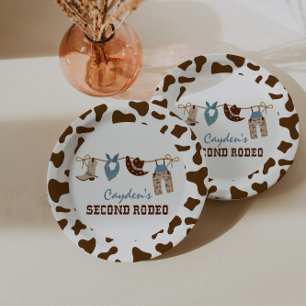 SecondRodeo Western Cowboy 2. Geburtstag Papier Te Pappteller