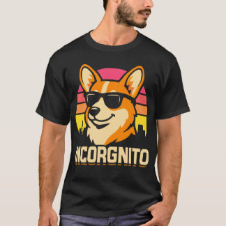 Secret Agent Corgi in Shades Retro Style T-Shirt