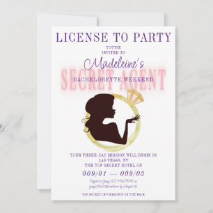 Secret Agent License Party Bachelorette Interstate Einladung