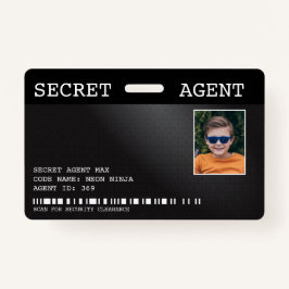 Secret Agent Spy Abzeichen - SCHWARZ Ausweis