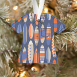 Secret Beach Hawaiian Surfboards Aloha Shirt - Bla Ornament<br><div class="desc">Amparo Blue,  Twilight Navy Blue,  Tiger Orange,  Irish Cream,  Mandarine und Cloud Cream. Brillante grafische Surfbretter schaffen dieses moderne Design aus der Mitte des Jahrhunderts. Dieses Design,  das nach dem Secret Beach in Kauai benannt wurde,  ist ideal für dieses "geheime" Strandhaus. Dieses Design kommt in mehreren Farben.</div>