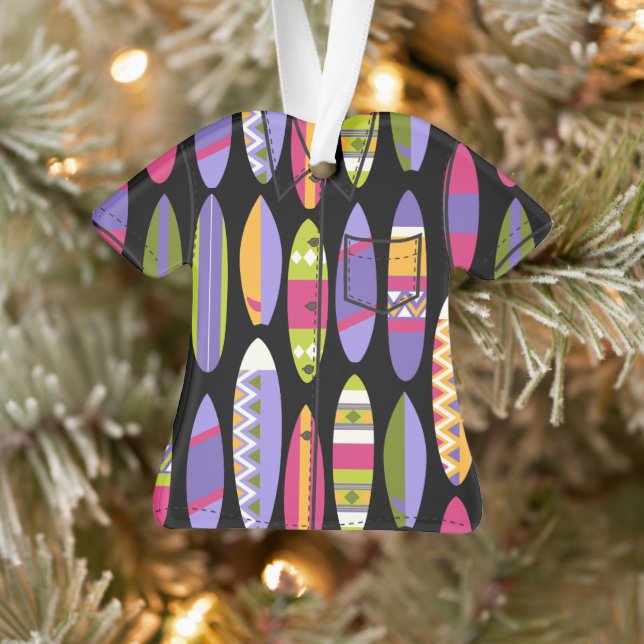 Secret Beach Hawaiian Surfboards Aloha Shirt Black Ornament (Baum)