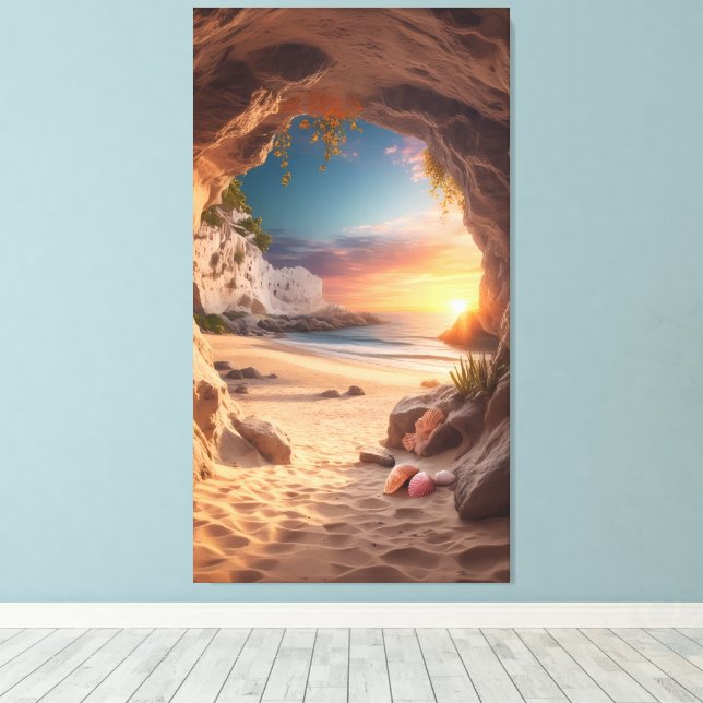 Secret Cove at Sunset — A Hidden Beach Escape Leinwanddruck (Insitu (Holzboden))