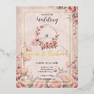 Secret Garden Bloral Wedding Einladung Gold Unterk