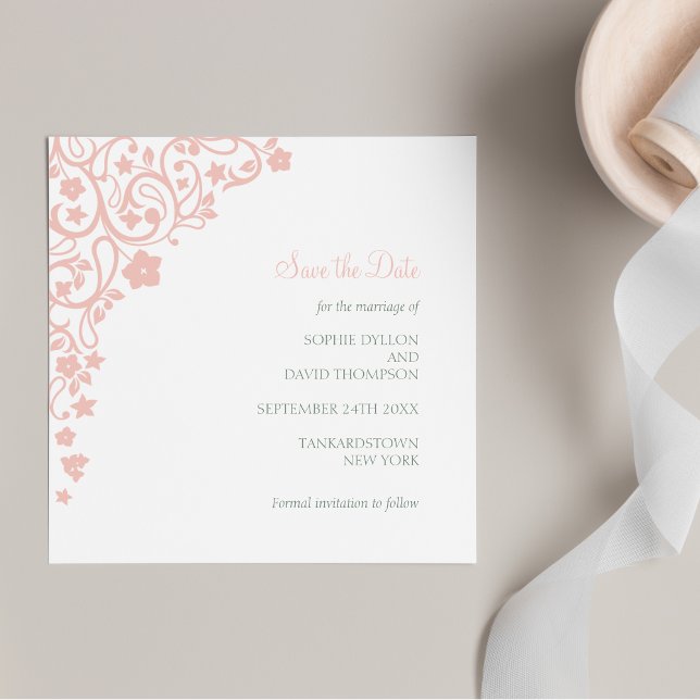 Secret Garden Blush Pink Bloral Square Hochzeit Save The Date (Von Creator hochgeladen)