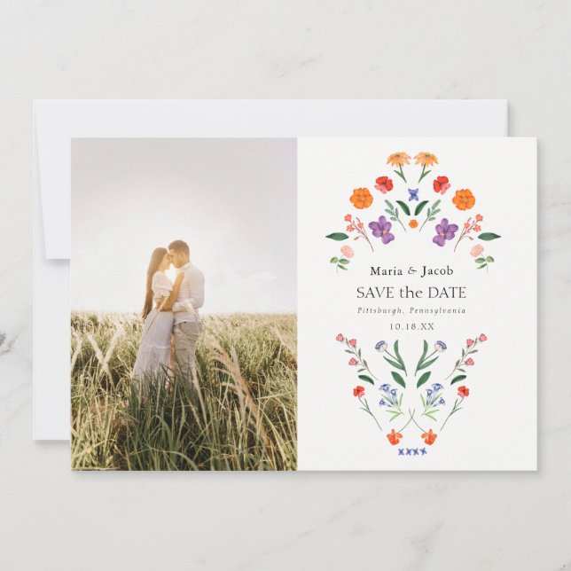 Secret Garden Boho Bloral Wedding Save the Date (Vorderseite)
