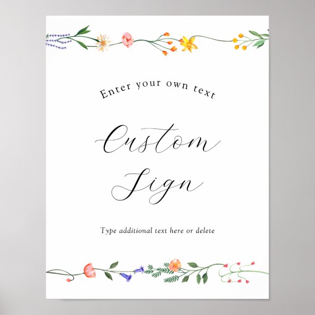 Secret Garden Floral Custom Text Sign Poster (Vorne)