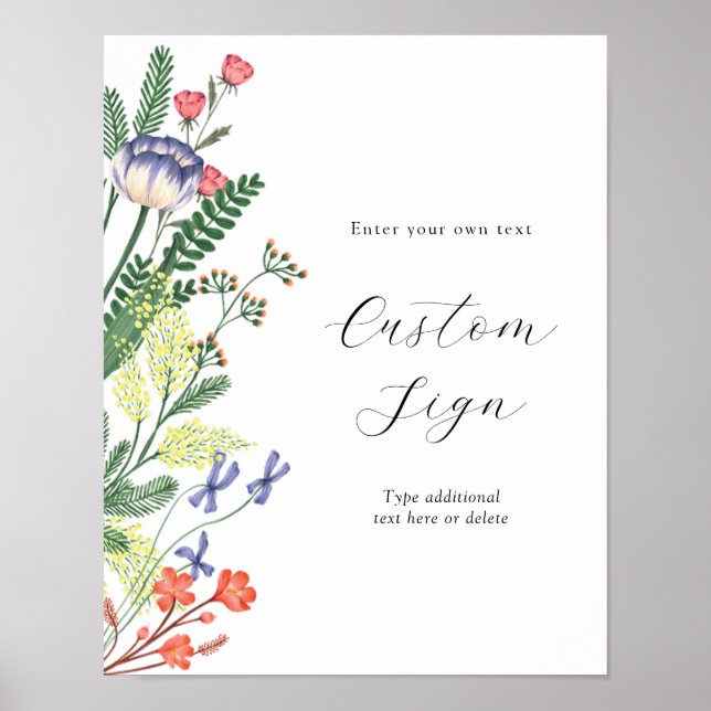Secret Garden Floral Custom Text Sign Poster (Vorne)