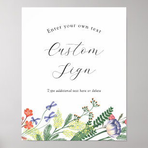 Secret Garden Floral Custom Text Sign Poster
