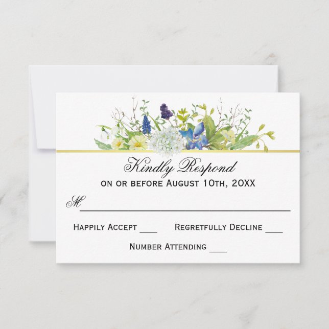 Secret Garden Rustic Wildblumen Hochzeit RSVP Karte (Vorderseite)