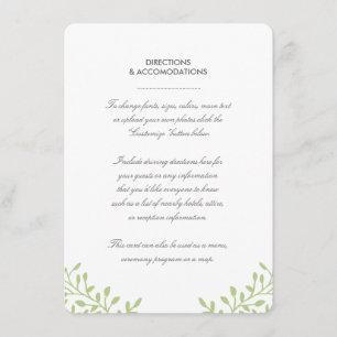 Secret Garden Wedding Card - Green Garden Begleitkarte