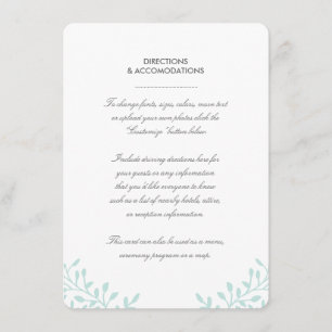Secret Garden Wedding Card - Minze Begleitkarte
