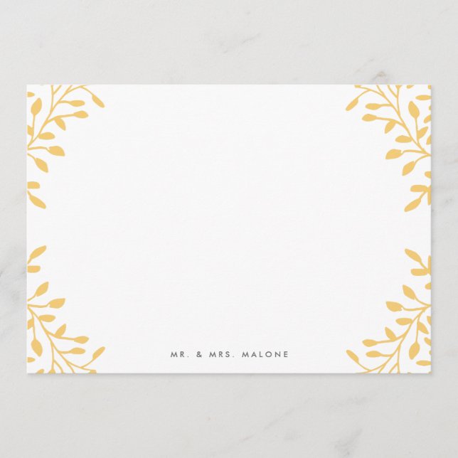 Secret Garden Wedding Stationery - Senf Yellow Mitteilungskarte (Vorderseite)